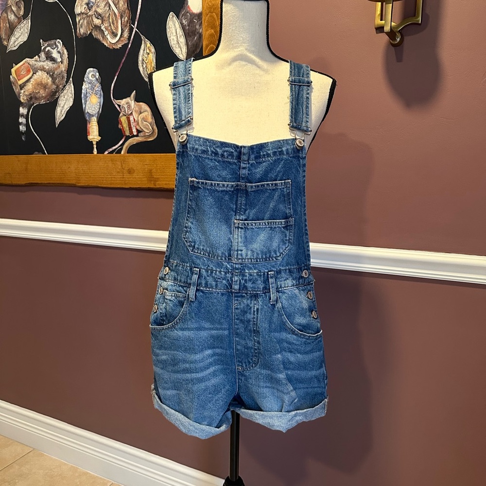 EUC Free People We The Free Ziggy Denim Shortalls Overalls Size Small